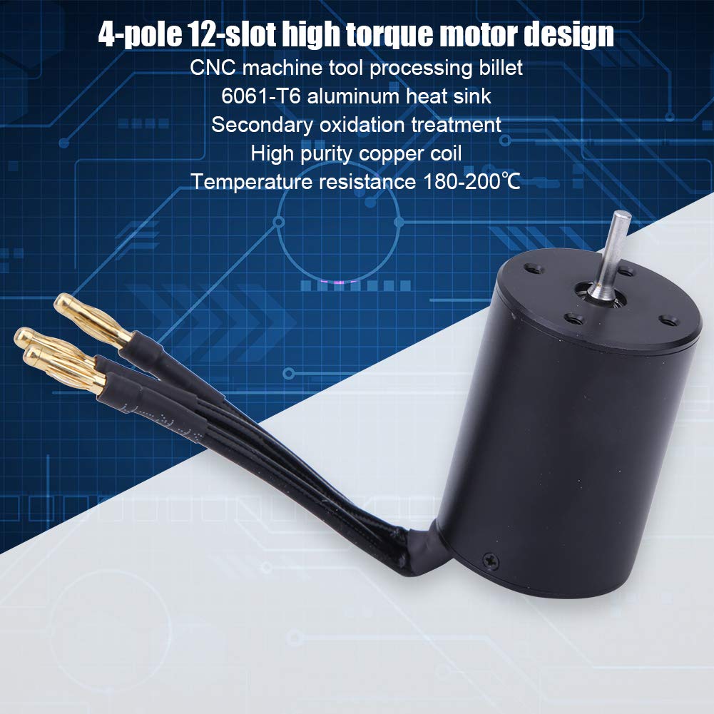Tbest Motor sin Escobillas RC, Piezas de Actualización de Motor sin Sensor sin Escobillas 3650 Impermeables para Coche 1/10 RC
