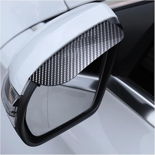 BESULEN 2 piezas de espejo retrovisor de automóvil, visera de lluvia, protector de humo, guardabarros de cejas de espejo lateral de fibra de