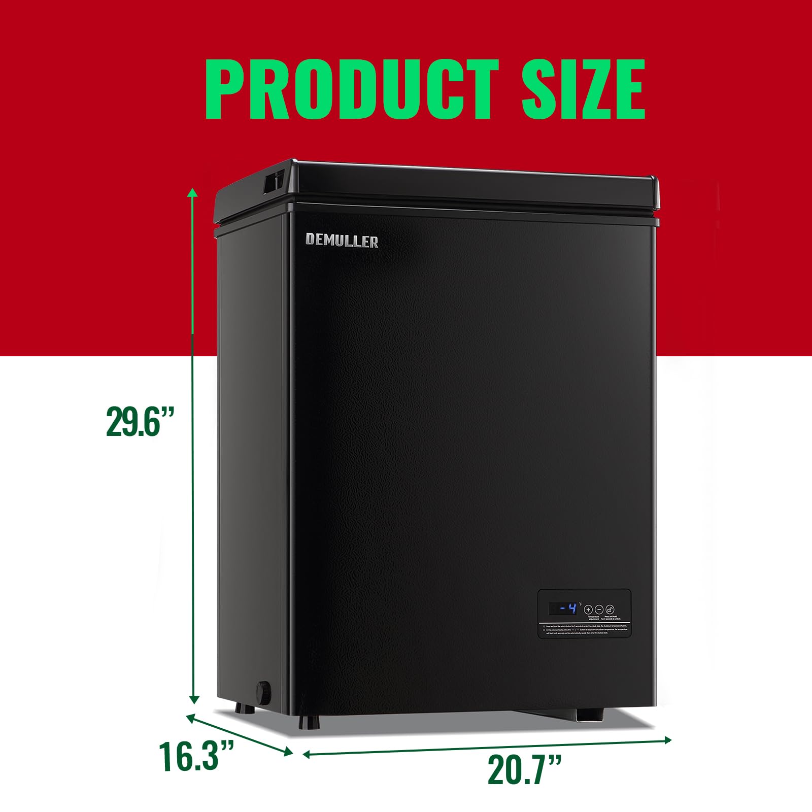Demuller Deep Freezer Chest 3.5 Cubic Feet Freezers With Temperature Display Panel Mini Freezer With Removable Basket Suitable For Apartment Garage Dorm Black on Fridge.com - View 4