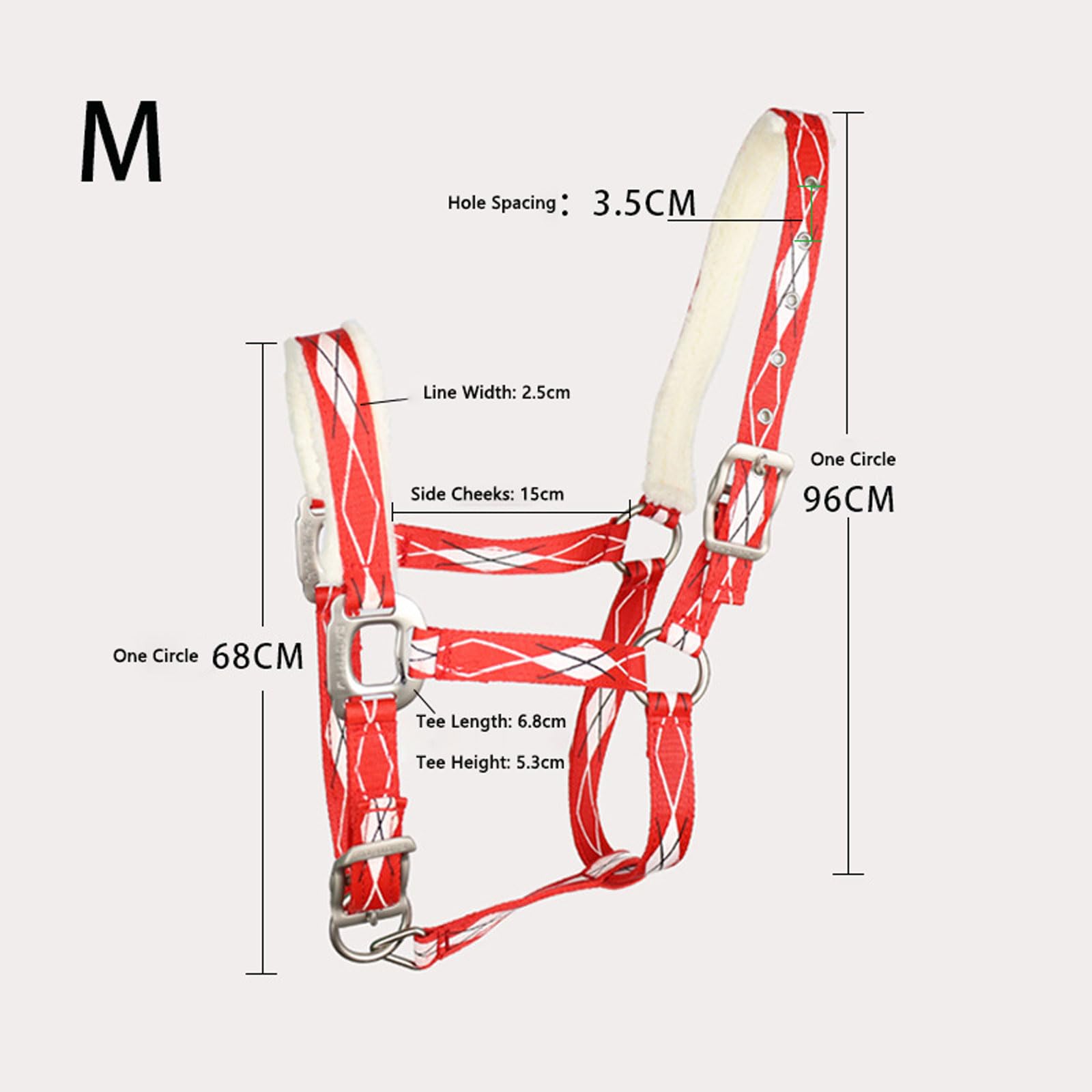 Cabeza de jaula de nylon pesada ajustable, Cabestro de potro acolchado con forro sintético y estampado de caballo ajustable, multicolor, varios tamaños(Wine Red,Large)
