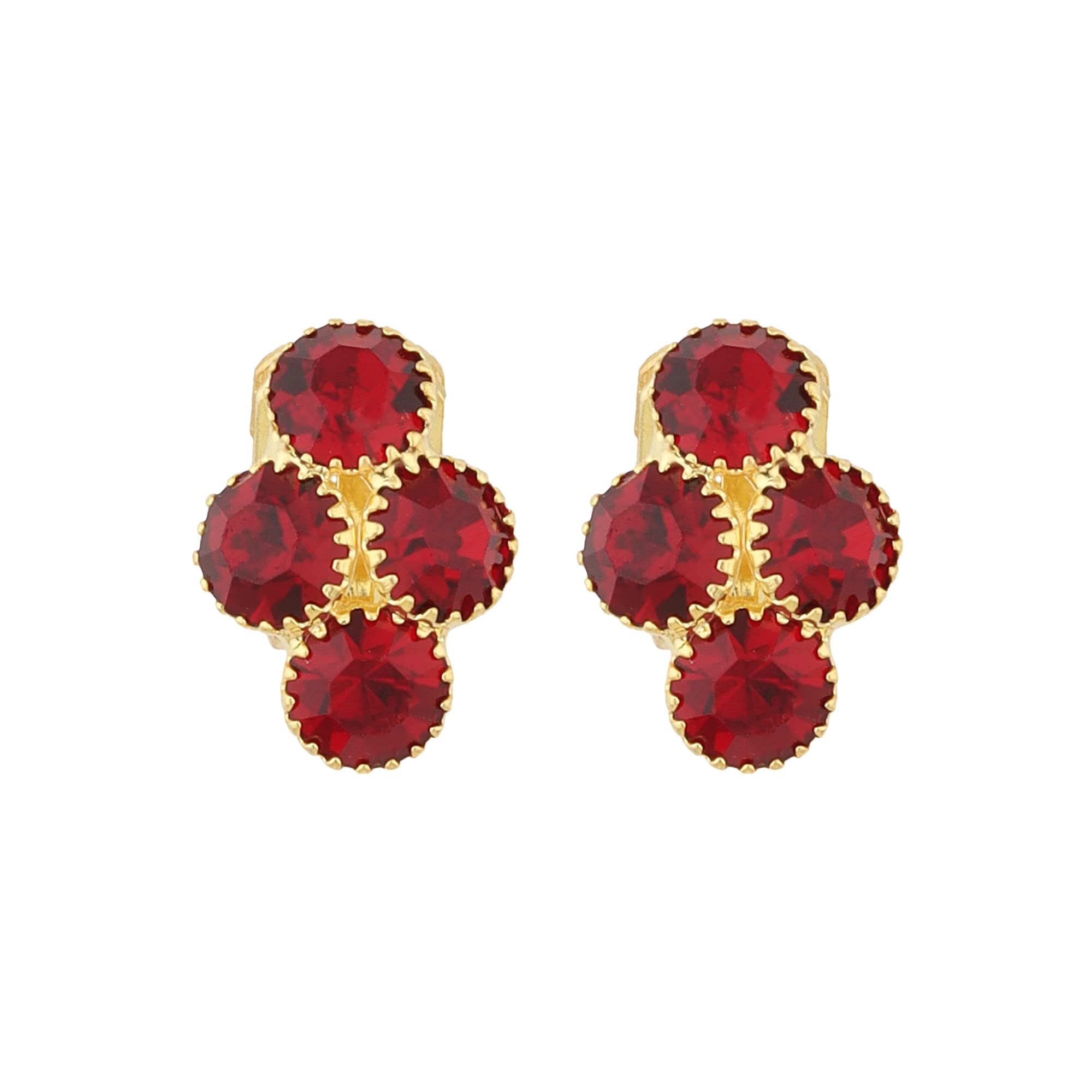 FLINGDOM Clip On Earrings - Stunning Gold-Plated Non Piercing Earrings for Women | Handmade Fake Earrings without Piercing for Effortless Beauty | Press Clip-on for Non Pierced ears (Maroon) (B0BNSYRHCF) Amazon Price History, Amazon Price Tracker