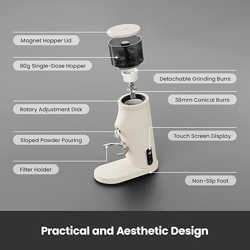 Miniatura 7 de Gemilai Molinillo de café eléctrico con rebabas cónicas, molinillo de granos de café con temporizador inteligente 60S, 60 ajustes de molienda