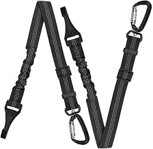 SlowTon 2 Paquetes Cinturón de Seguridad de Coche para Perros, Ajustable, mosquetón de Seguridad y amortiguación elástica para Todas Las Razas de Perros y Gatos