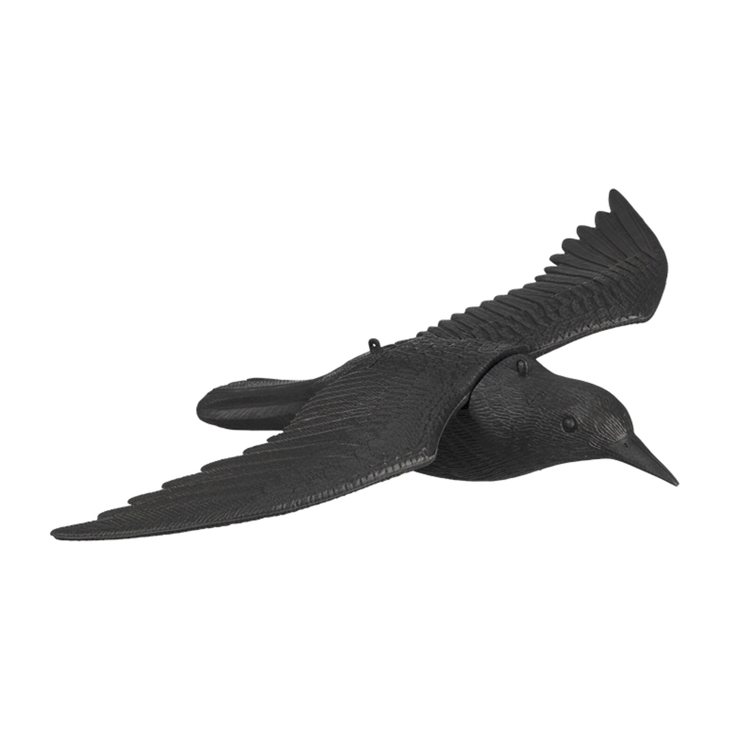 Relaxdays Taubenschreck Krähe, Dekofigur als Vogelscheuche, Fliegender Rabe für Taubenabwehr, Gartenfigur Vogel, schwarz