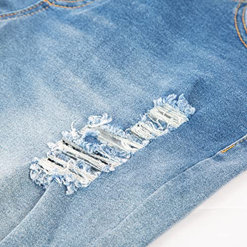 Maternity Denim Shorts Bermuda Ripped Knee Length Shorts With 4 Pockets Blue Xl #TOP3