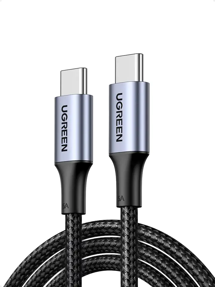UGREEN Cabo USB C 1m 100W, Carregamento Rápido, Nylon Trançado, Compatível com iPhone 16(Plus/Pro/Pro Max)/15, MacBook Pro, iPad Pro, Dell XPS, Galaxy S25/S24/S23/S22 Ultra, Pixel, Preto