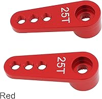 Vista 5 de DiGiYes Paquete de 2 brazos de dirección de metal 25T servo bocina M3 hilos compatibles con modelos RCcoche, camión buggy (rojo)