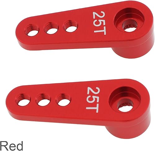 Miniatura 5 de DiGiYes Paquete de 2 brazos de dirección de metal 25T servo bocina M3 hilos compatibles con modelos RCcoche, camión buggy (rojo)