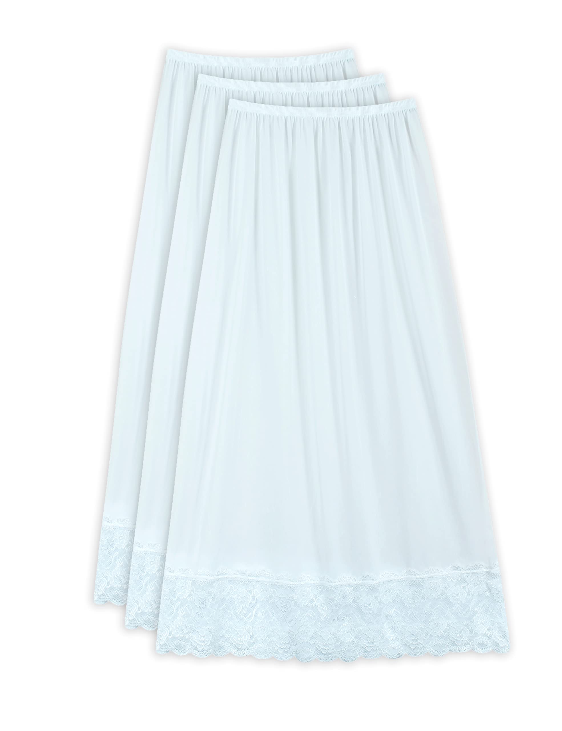 City Rose3- Pieces Full Length Soft inner Skirt Silk 100% with Elasticised Waistband Big Lace Women