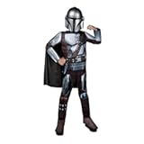 Star Wars The Mandalorian Official Youth Costume - Premium Quality Padded Jumpsuit with Plastic Mask and Detachable Cape