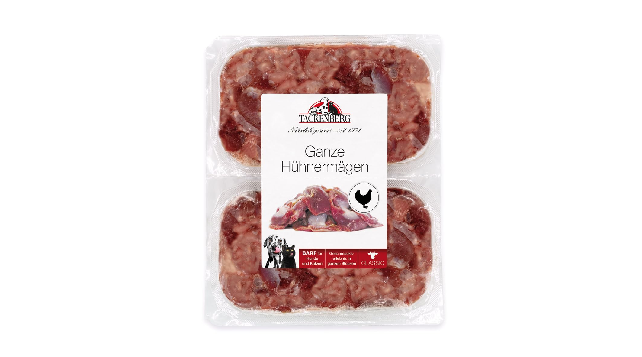 TACKENBERG Barf ganze Hühnermägen für Hunde - 14 x 500 g - leckeres Frostfleisch als Hundefutter in Premiumqualität - geeignetes Gefrierfutter für deinen Vierbeiner - ohne Zusatzstoffe