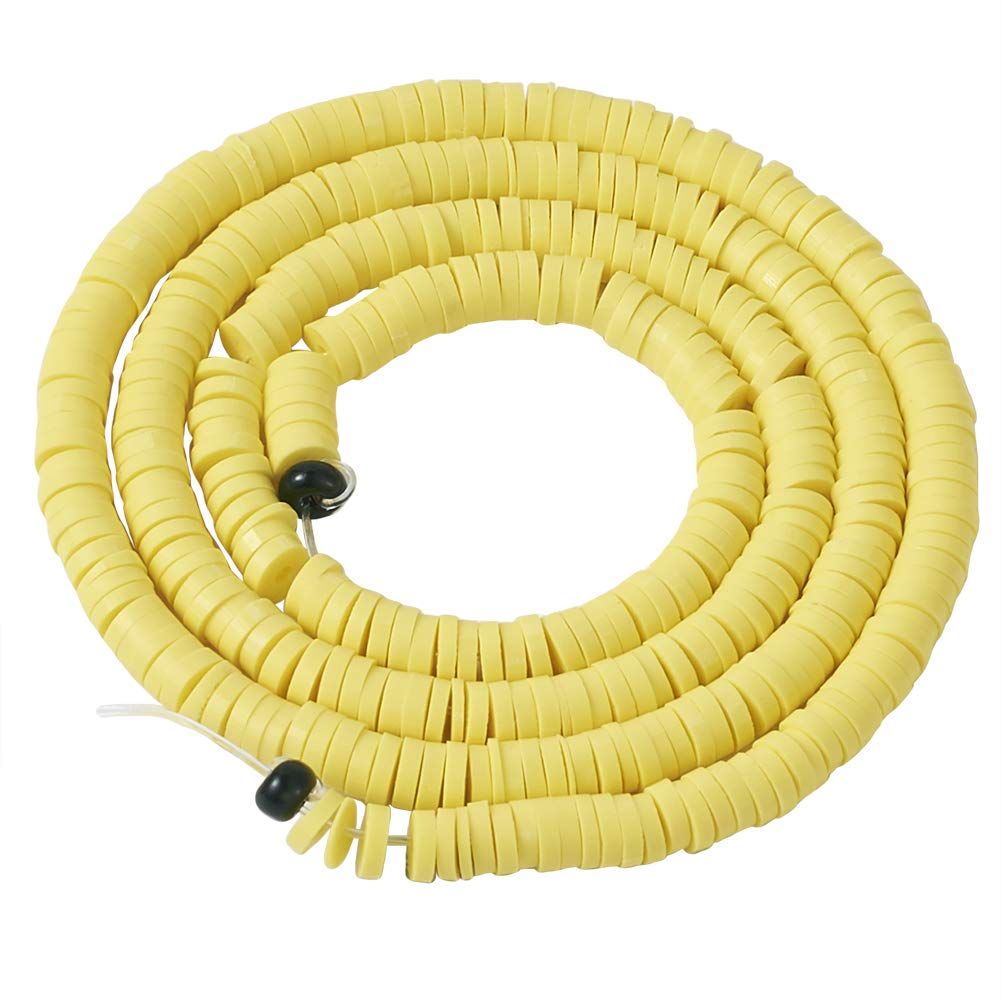 4mm Flat Round Polymer Clay Beads Heishi Spacer Loose Beads for Necklaces Bracelets Earrings Jewellery Making About 380~400pcs,Yellow
