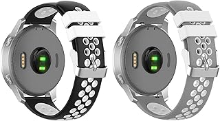 ECSEM Smart Watch Bands Compatible with Garmin Venu 2S 18MM Quick Release Straps Soft Silicone Waterproof Replacement Bands for Women Men(BlackWhite+WhiteGray)