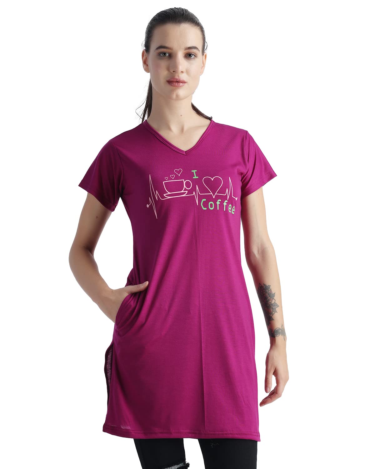 Regular Fit Cotton Blend Graphic Print Women's Top & T-Shirt, Blue