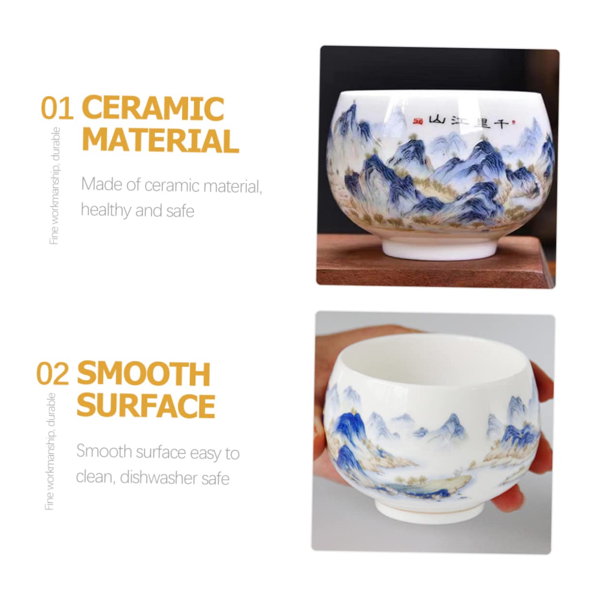 Taza de Cerámica para Té de Estilo Tradicional Diseño Pintado a Mano, Multiuso y Decorativa Adecuado para Casa o Casa de Té