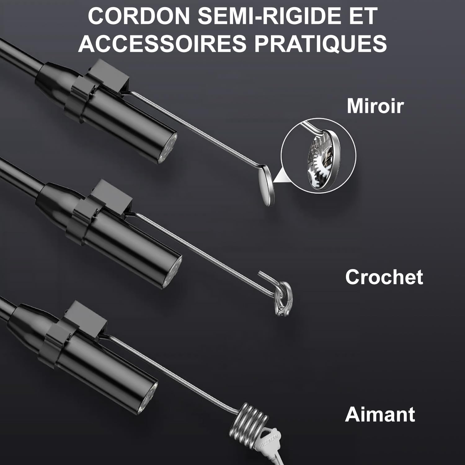 HANMATEK Endoscope Industriel, Écran TFT de 4,3 Pouces, Câble Flexible de 16,5 Pieds, Caméra de 8 mm avec lumières LED Réglables, Chargement USB-C, Autonomie de 4 Heures, Écran Rotatif à 180° IE01