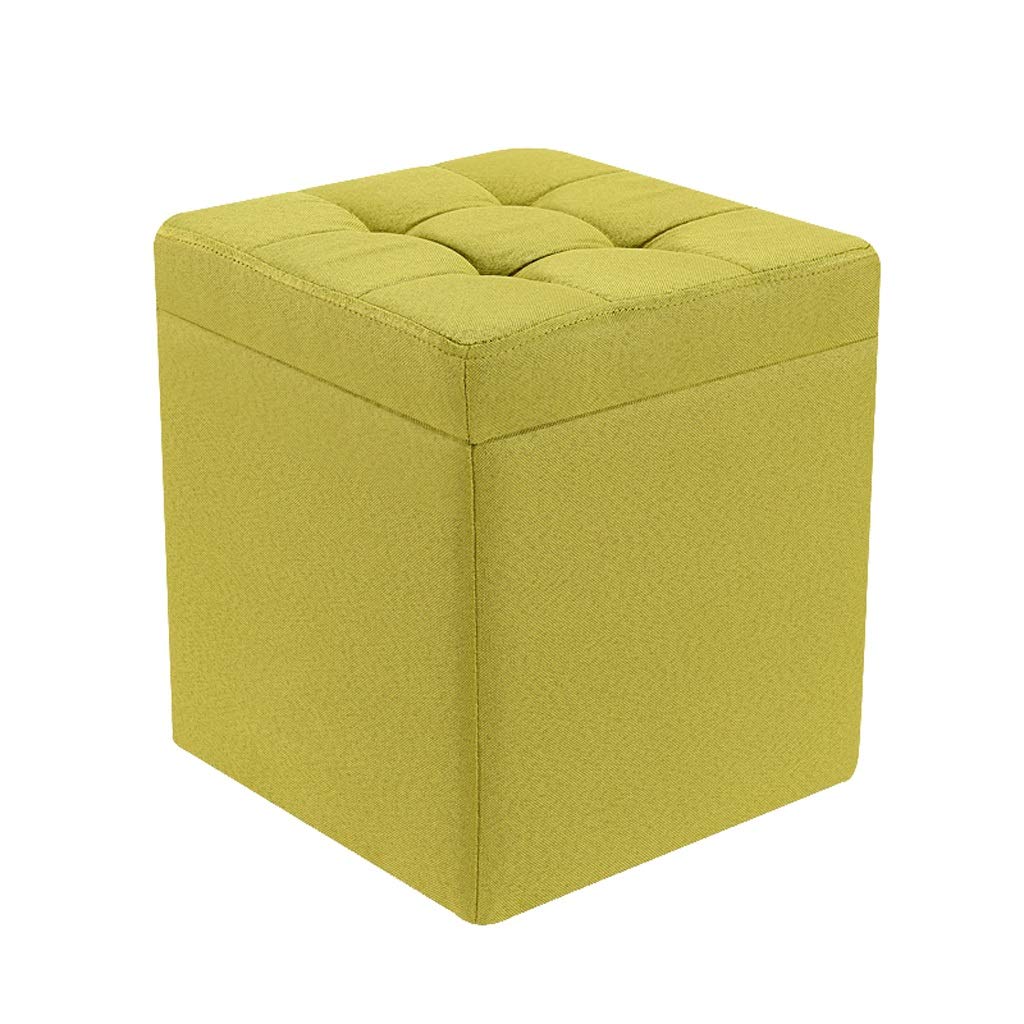 JMTLLSFD Storage Stool, Fabric Storage Stool, Living Room Sofa Stool For Shoe Replacement, Low Foam Footstool With Padded Footstool 30×30×35cm (Color : Green)