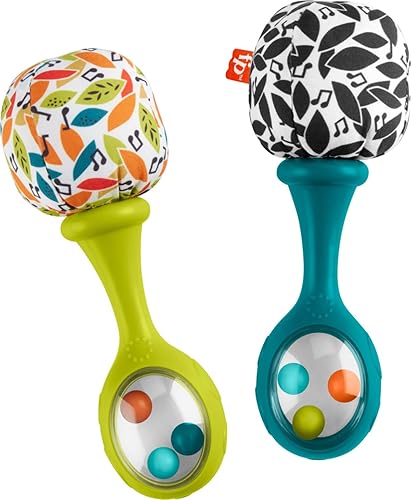 Miniatura 4 de Fisher-Price Rattle 'n Rock Maracas - Juego de 2 instrumentos musicales suaves para bebés de más de 3 meses, colores neutros