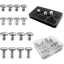 16PCS Camera Screw Set 4 Sizes Stainless Steel 1/4"-20 Slotted Camera Screw Kit Quick Release Plate Mount Screw Tripod Monopod Screw