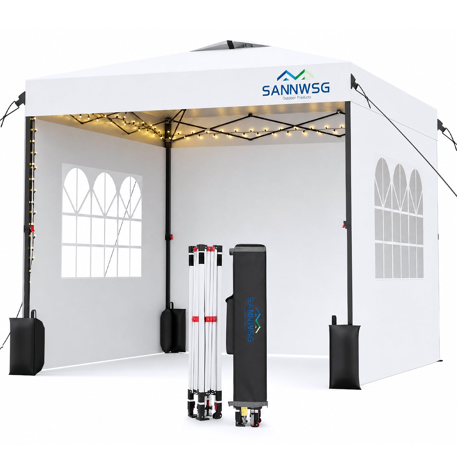 Photo 1 of 10X10 Pop Up Canopy Tent with 3 Sidewalls,Easy Up Canopy,Commercial Instant Shelter,Heavy Duty One Person Set Up Event Tent,White