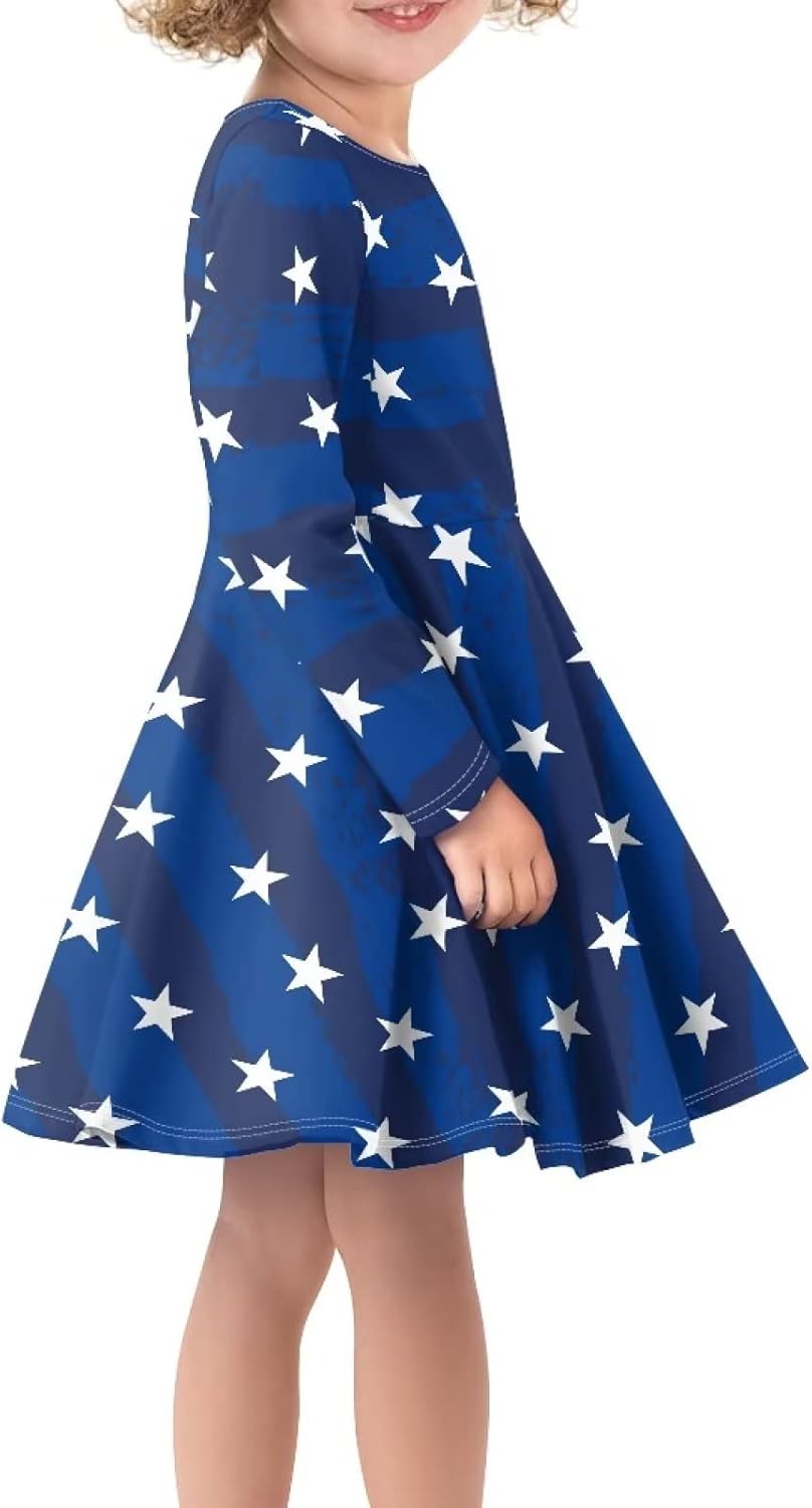 Long Sleeve Dress for Girls Kids Swing Twirly Skater Dresses 2-14 Years Old - Image 4