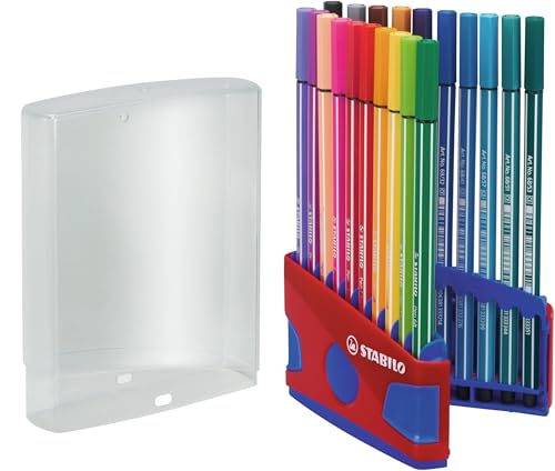 STABILO - Premium-Filzstift - Pen 68 ColorParade - 20er Tischset in rot/blau - mit Hängelasche