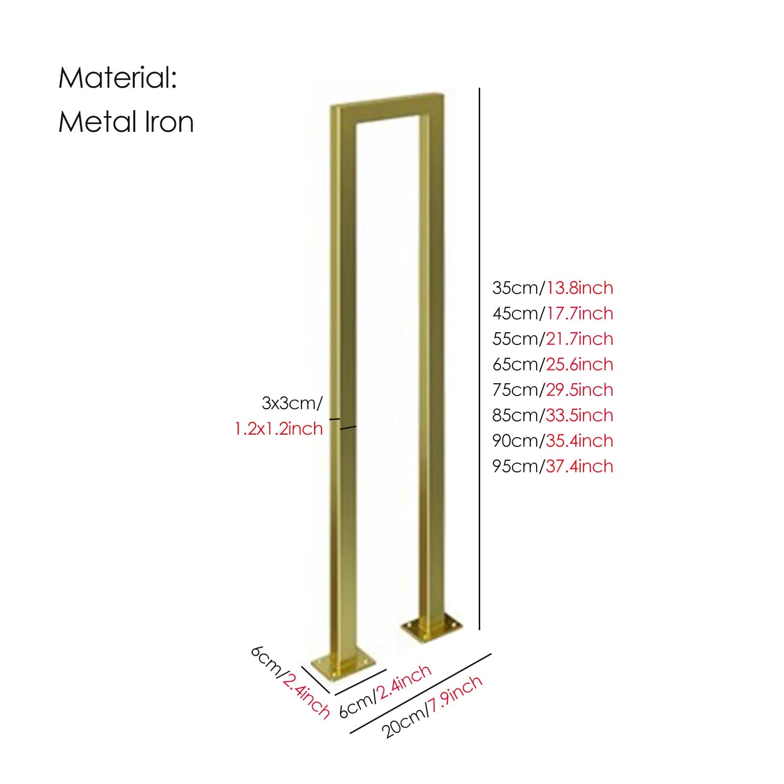 Handlauf Handläufe Geländer Treppen Gold Handlauf Für Die Treppe U-förmig, 14 22 30 35 37 Zoll Hoch Kommerziell Treppengeländer Haltegriff, Innen Außen Rutschfest Stützstange, Für Ältere Kinder Sicher