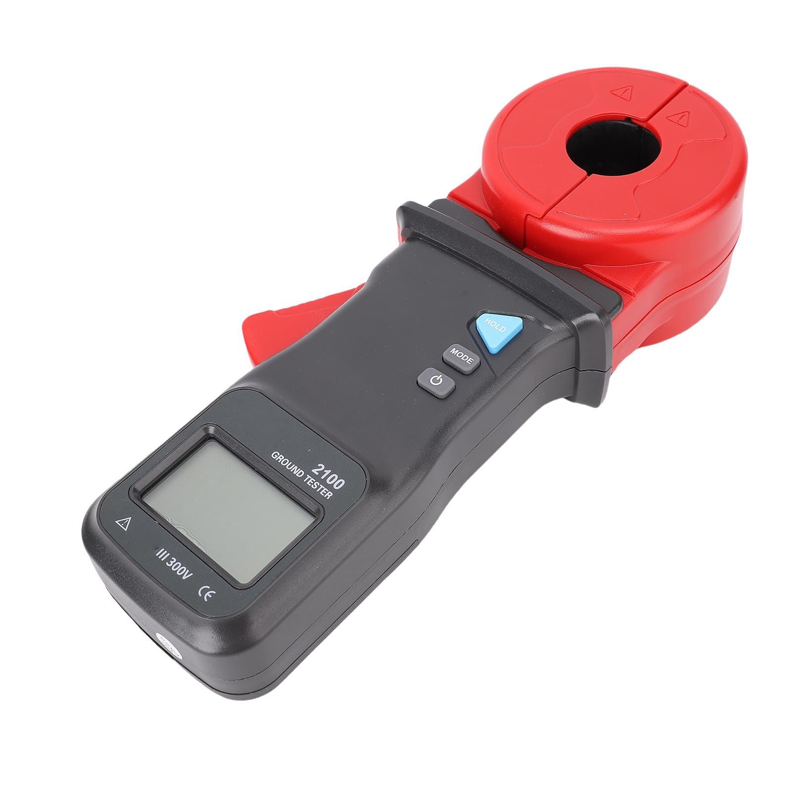 Fafeicy Ohmmetro Digitale a Pinza, Struttura in ABS, Gamma 0,01-1000Ω, Tester di Resistenza di Terra per Elettricisti e Manutentori