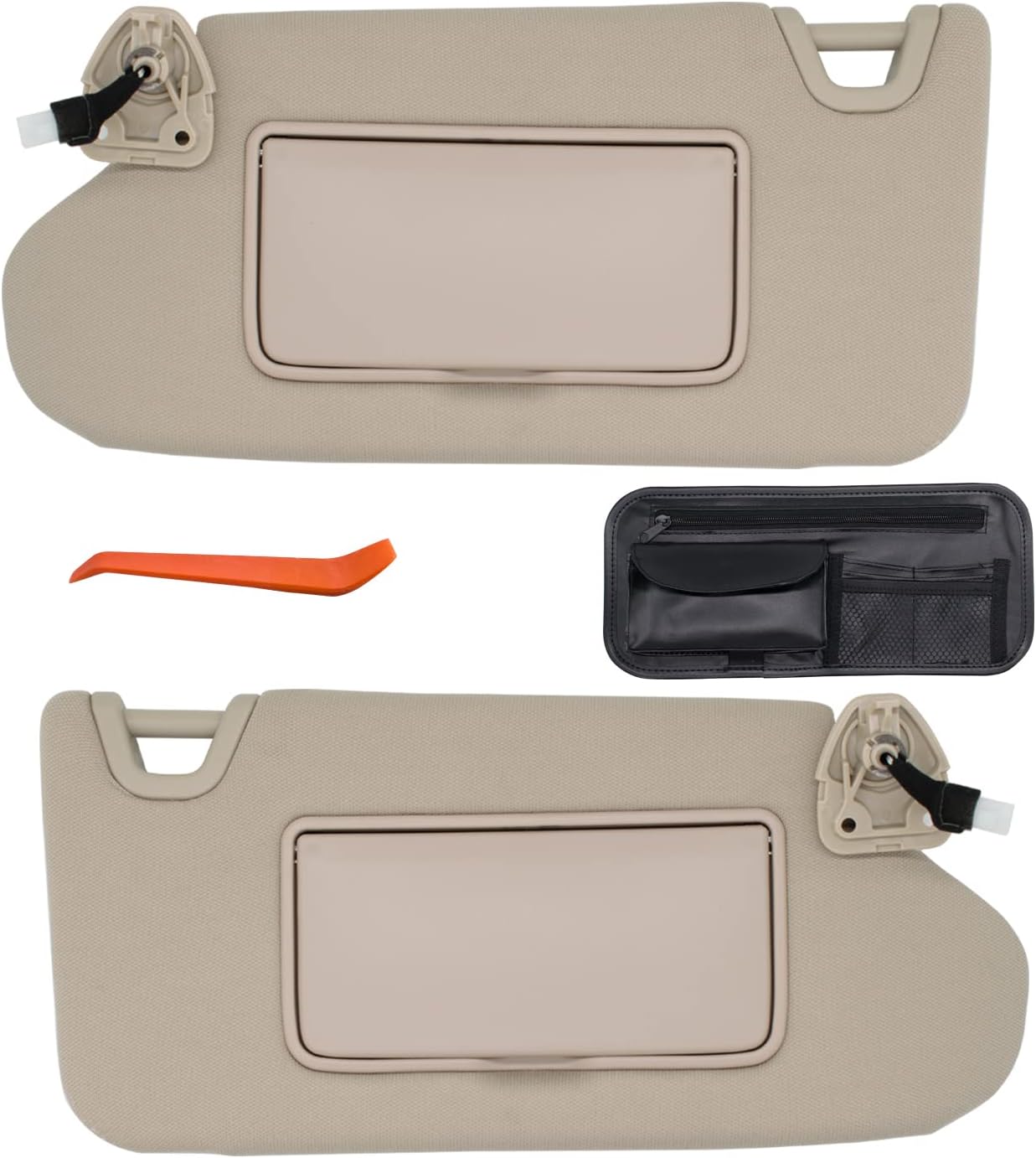 NHILES Driver/Left & Passenger/Right Sun Visor Fit for Nissan Altima 2013 2014 2015 2016 2017 2018 with Light Switch 96401-3TA2A Beige