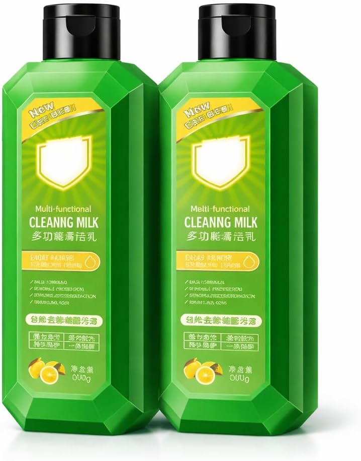 Multi-Functional Cleaning Milk Liquid 200ml (Pack of 2) | All Purpose Natural Cleaner for Kitchen & Bathroom | Stain Remover for Stove Tops, Tiles, Glass, Steel & Sink Surfaces (2, 200 ML)