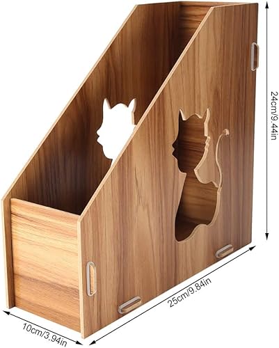 Miniatura 2 de Estantería de escritorio de madera, organizador de almacenamiento de escritorio plplaaoo con bonito patrón de gato, organizador de escritorio
