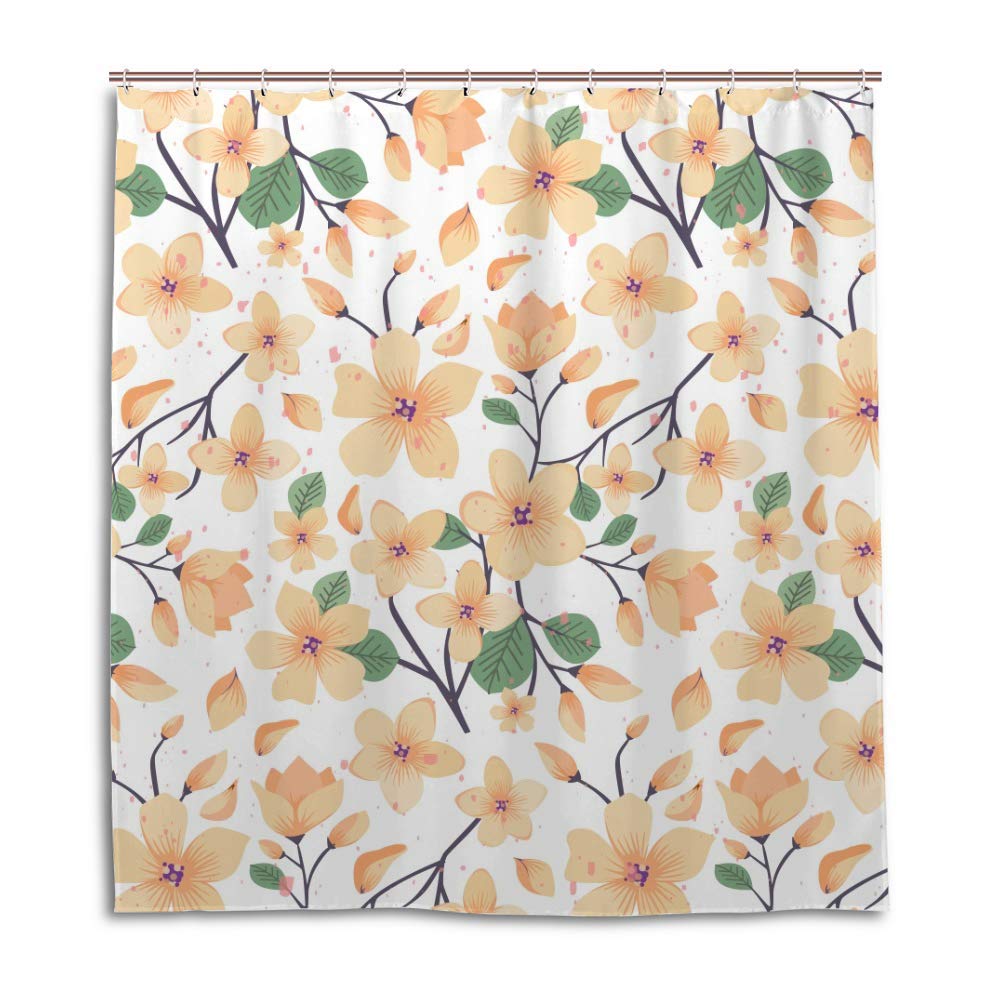 Rideau de douche en polyester de qualité supérieure CHEHONG motif floral orange chic