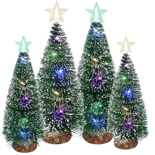 4 Stück Mini Weihnachtsbaum mit Led,künstlicher Weihnachtsbaum mit...