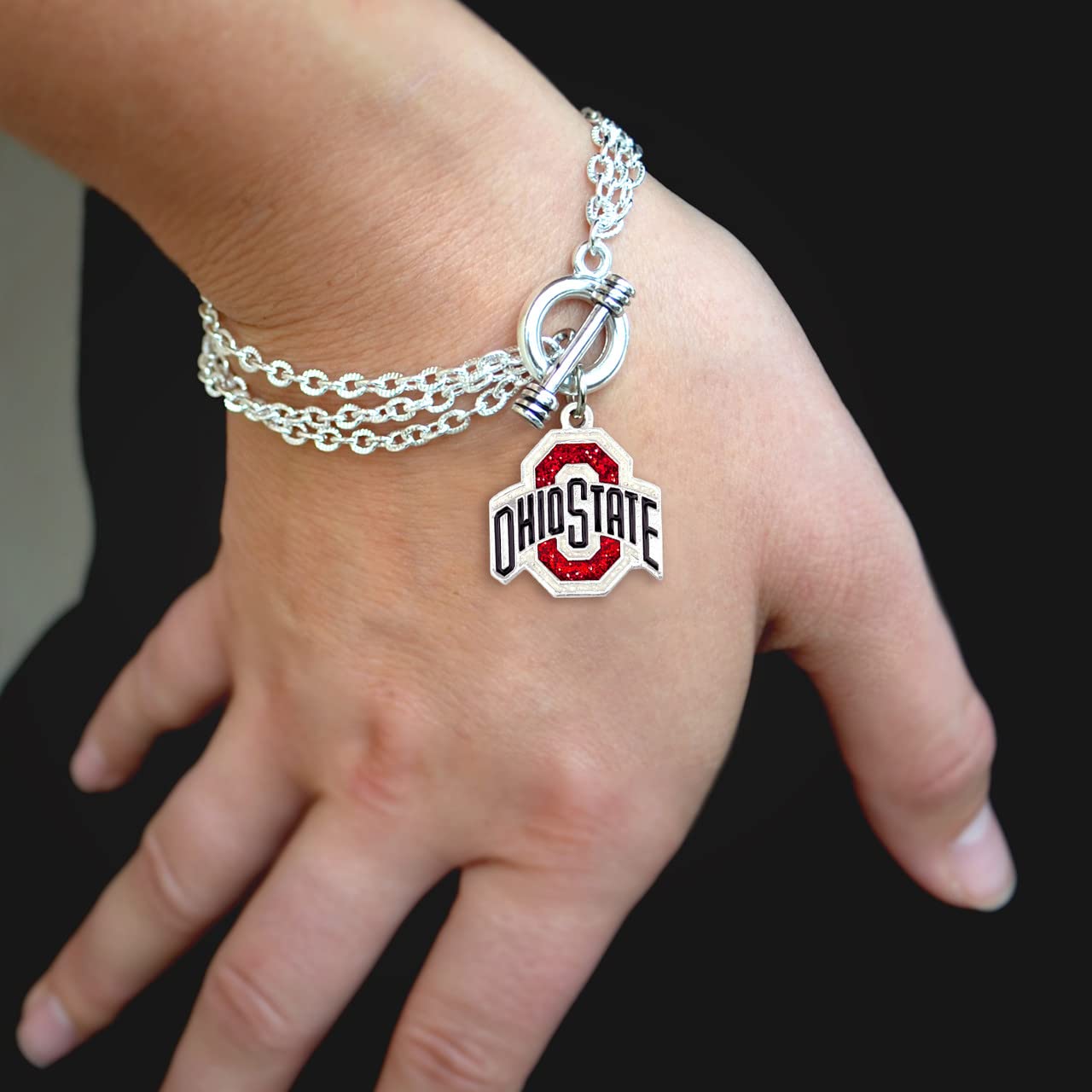 Ohio State Buckeyes Game Day Glitter Toggle Bracelet Jewelry Gift Licensed OSU