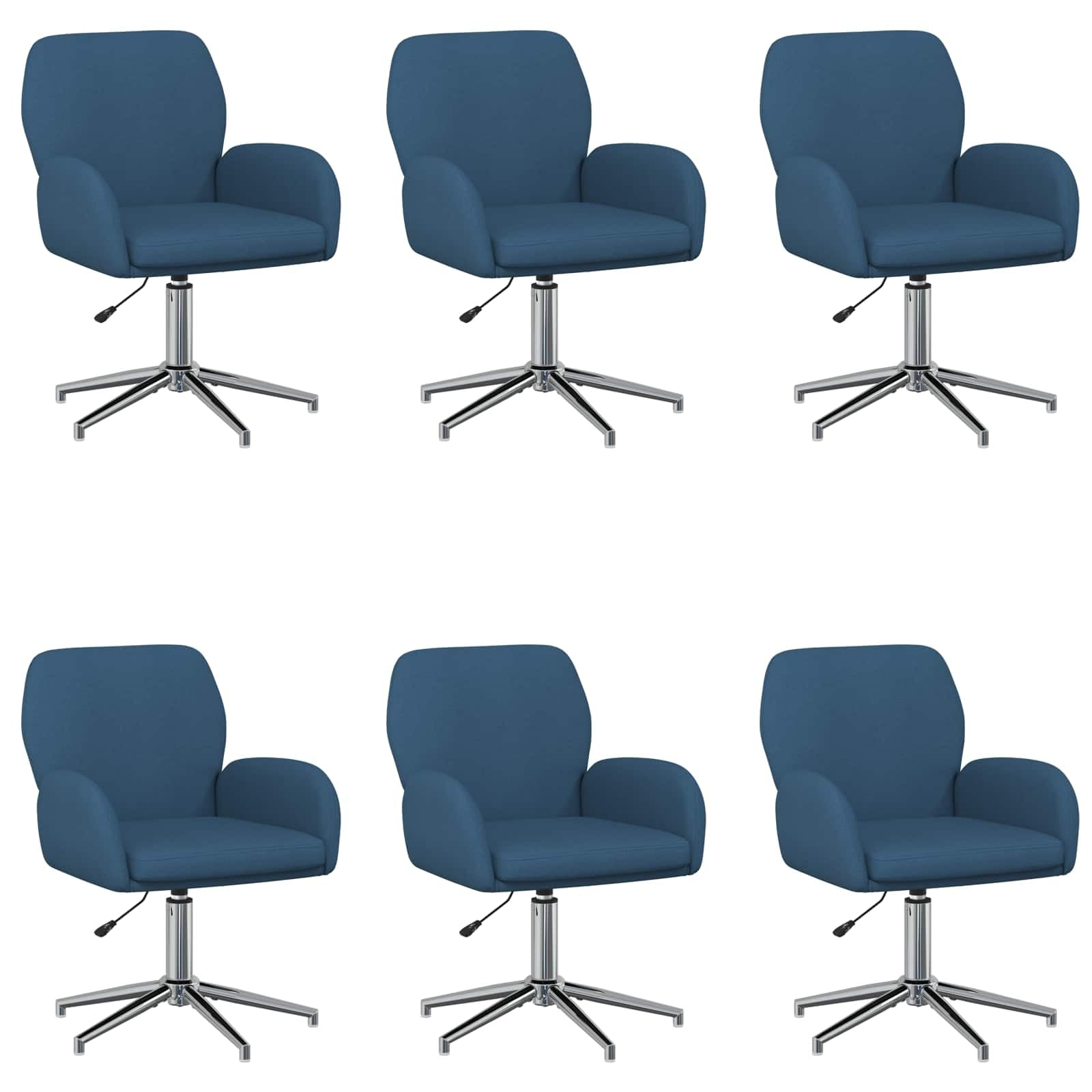 Travail ou maison : chaises de bureau pivotantes vidaXL ergonomiques en tissu bleu 6 pièces