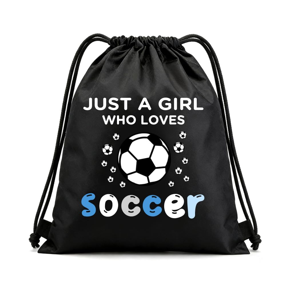 Football Drawstring Backback Bag for Women Girls Football Birthday Gifts for Best Friend Friendship Birthday Gifts for Daughter Granddaughter Just a Girl Who Loves Football Bag for Gym School