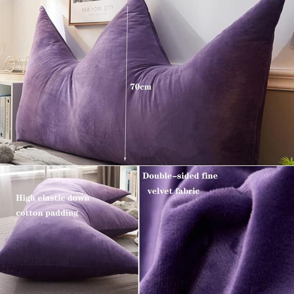Hundur Store Solid Color Crown Shape Headboard Cushions Wedge Headboard Reading Body Pillow Removable King Back Pillow for Watching TV, Reading,Relaxing, (Purple, 35.4" 35.4") 2