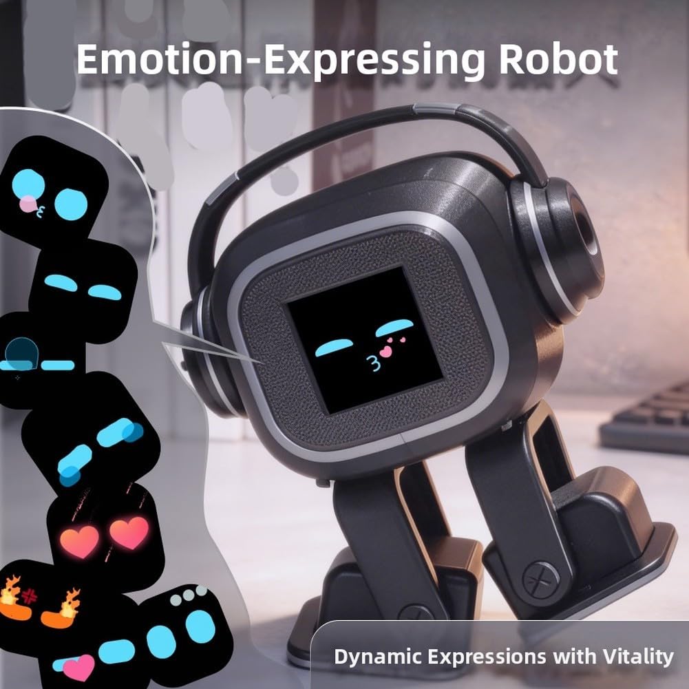 Chatbot AI per COMPANION Robot con interazione emotiva, intrattenimento canto e ballo, controllo vocale, espressione (nero)