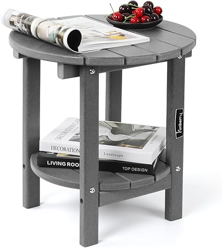 FUNBERRY Mesa auxiliar Adirondack para exteriores, mesas auxiliares de patio de 2 niveles, HDPE para todo tipo de clima para exteriores