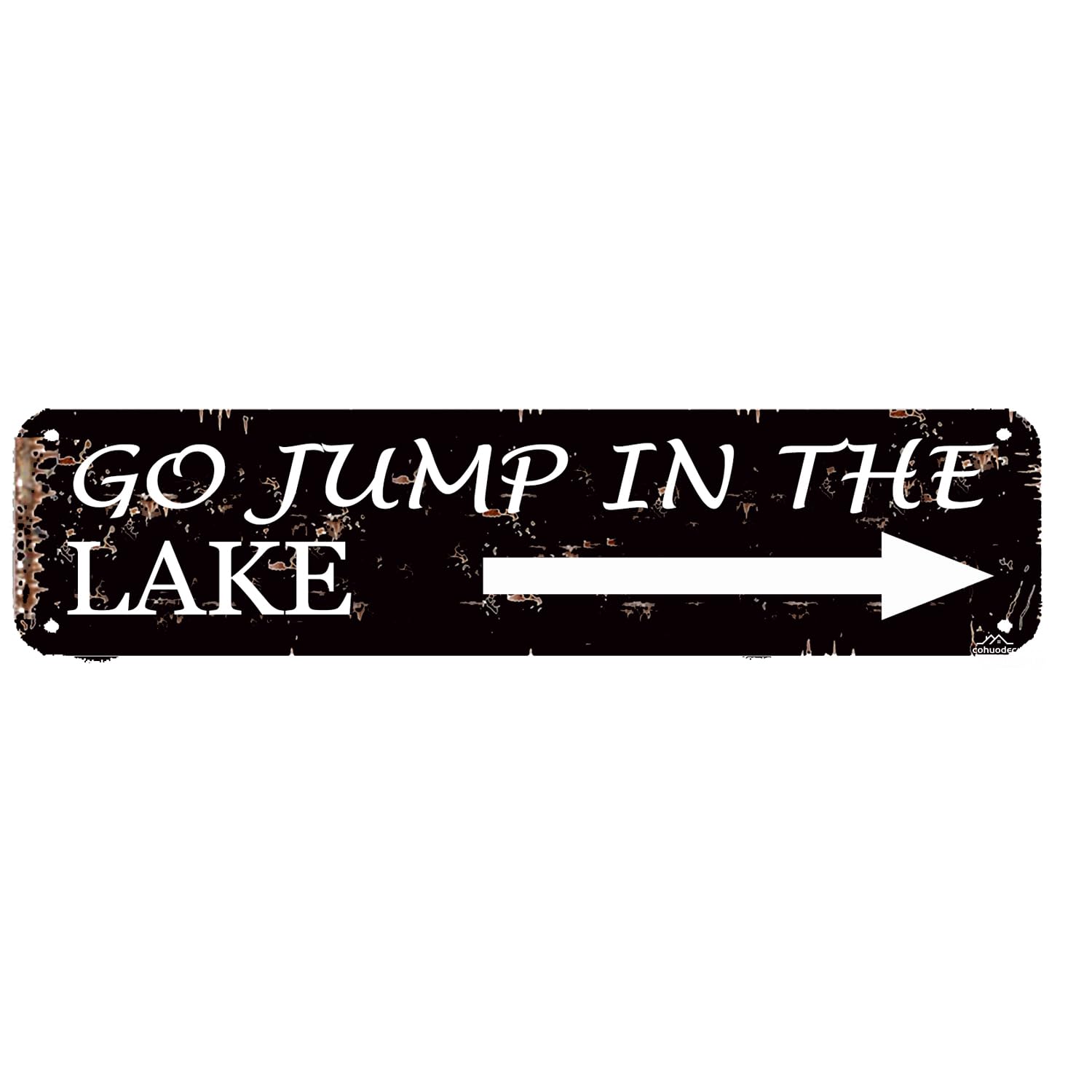 Go Jump In The Lake Metal Sign - Rustic Lake House Decor - Vintage 4x16 Inch Wall Art for Cabin,Dock or Farmhouse