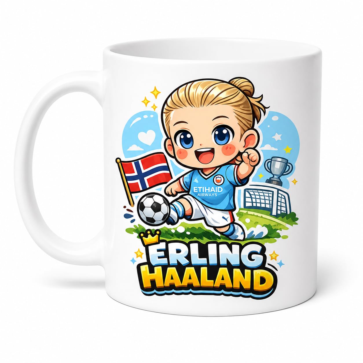 CRAFT MANIACS Erling Haaland Caricature White Coffee Mug | Two-Tone Design, Football Fan, Norway Jersey Print, Ceramic Mug, Novelty Drinkware-image-48