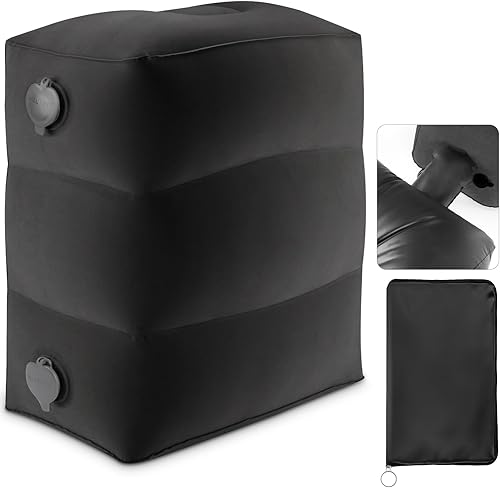 Miniatura 1 de Maliton Almohada inflable con reposapiés para viajes, cama de avión de altura ajustable para niños y adultos, reposapiés portátil 2 en 1 para avión,