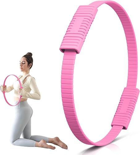 Anillo de pilates, círculo mágico de silicona de 13.5 pulgadas con doble agarre, ligero y duradero, equipo de ejercicio de resistencia flexible para