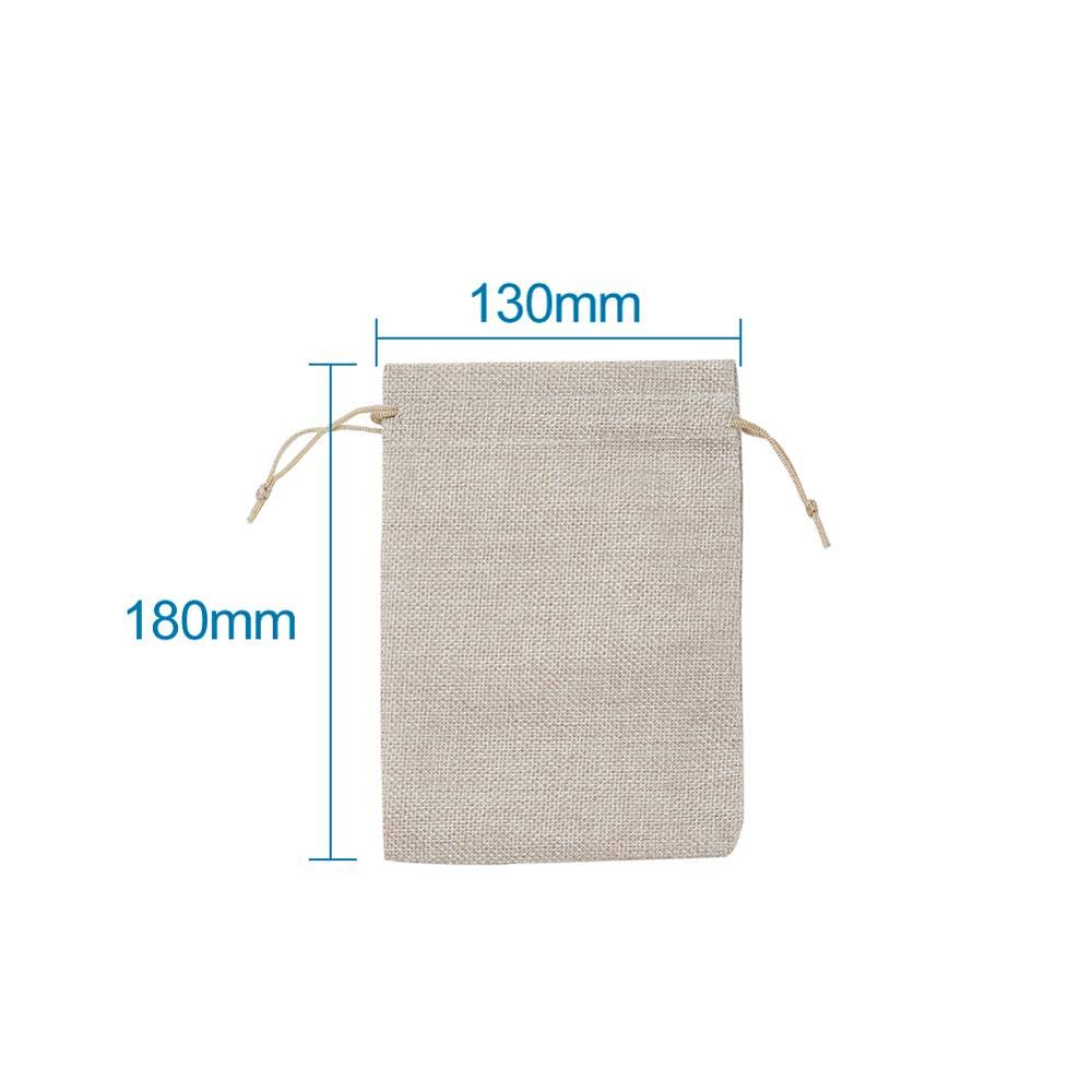 Sacs en tissu avec cordon de serrage Sacs d'emballage en toile de jute Sacs à cordon de serrage pour bijoux Emballage cadeau 18 x 13 cm Sacs en toile de jute gris clair Sacs cadeaux avec cordon de