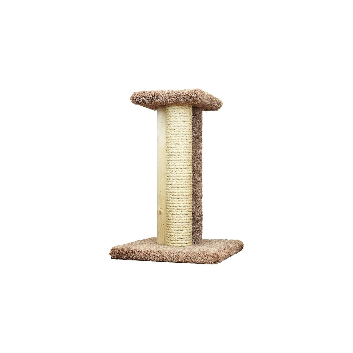 HomeStock Coastal Charm Premier Triple Cat Scratcher - Multi-Surface Scratching Post with Sisal, Wood, and Carpet, Handcrafted in The USA