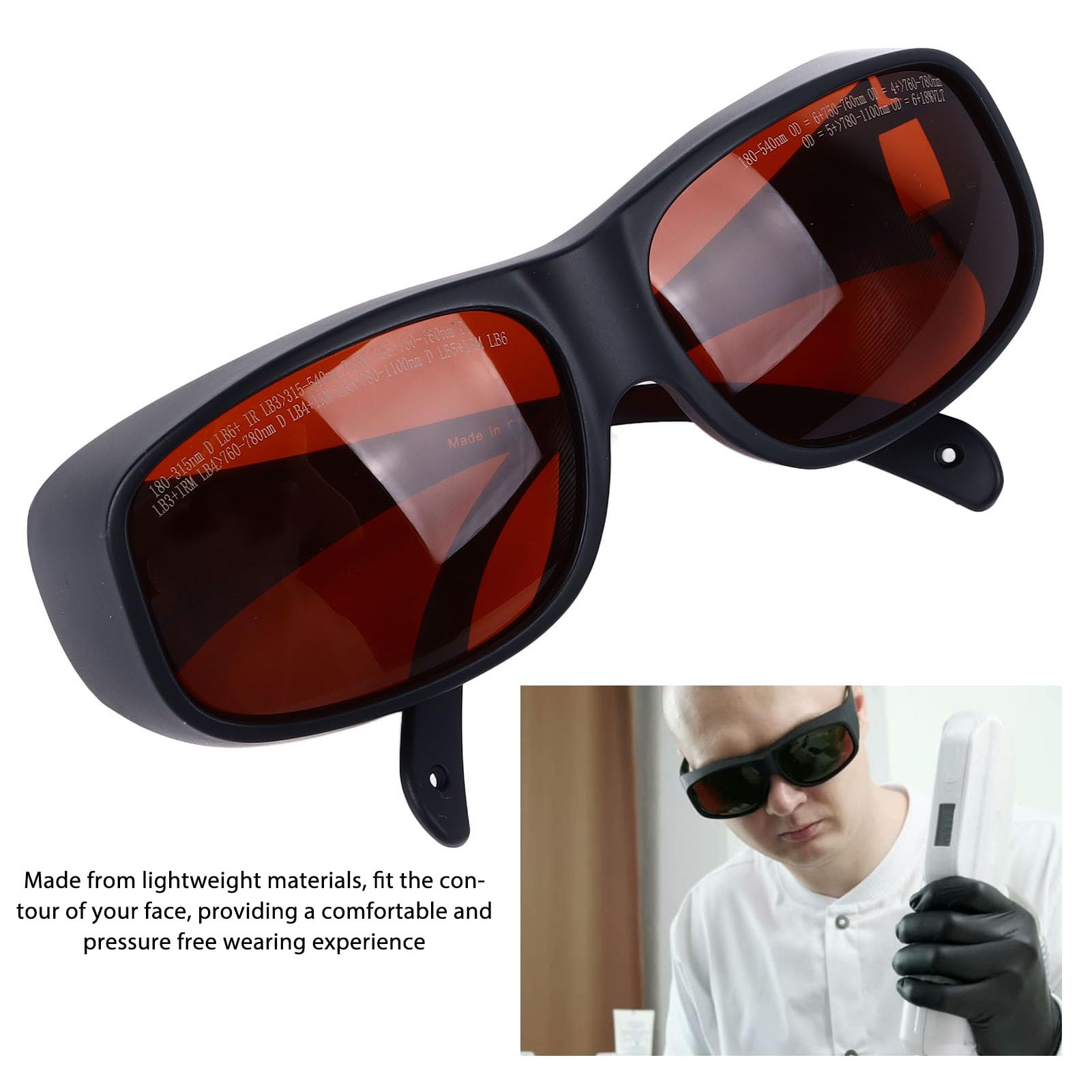 Naroote Lunettes de Protection Laser, Lunettes de sécurité Laser, Protection Ultraviolette pour Appareil de beauté OPT
