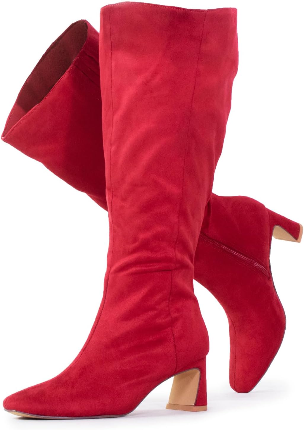 RF ROOM OF FASHION Women's Wide Calf 2 inch Heel Knee High Dress Boots
