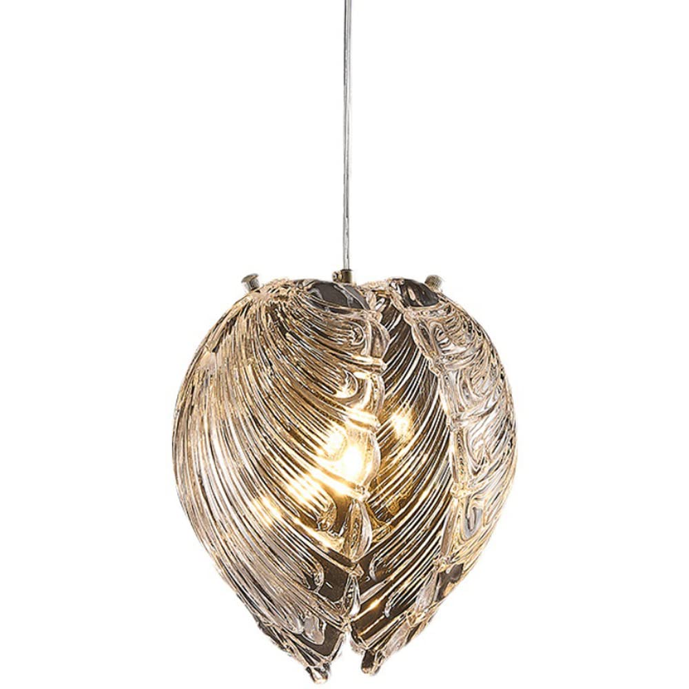 LED Modern Chandelier Lamp, Indoor Pendant Lighting with Conch Glass Lampshade Hand Blown Glass Hanging Lamp with Adjustable Cord Ceiling Lights