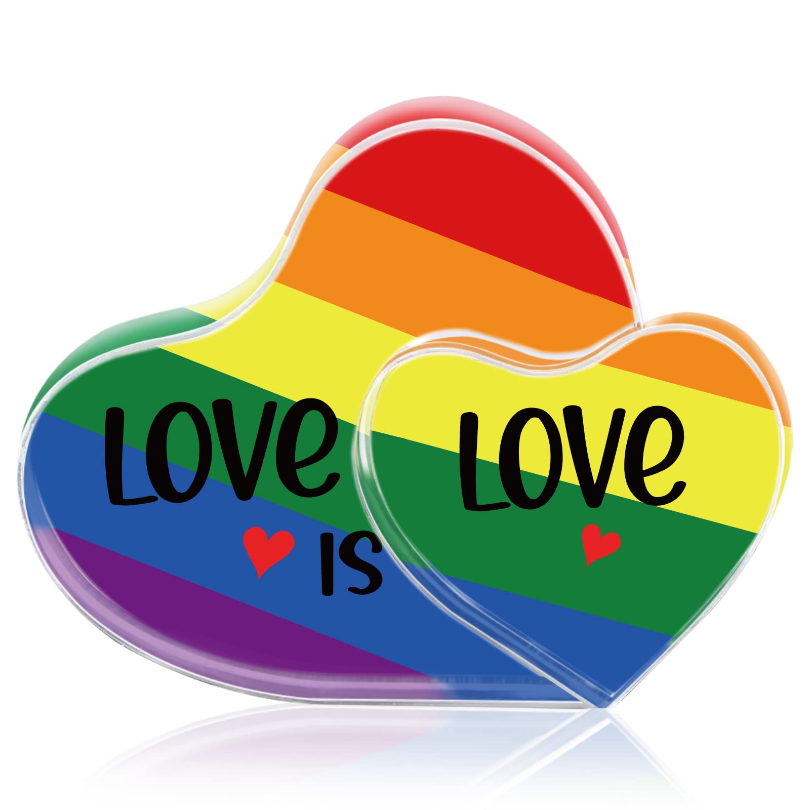 SICOHOME Rainbow Gift for Pride Month,4.8" Love is Love Keepsake Gift for LGBTQ Gay Pride Keepsake and Paperweight Lesbian Gay Gift for Pride Party Supplies Wedding Gift