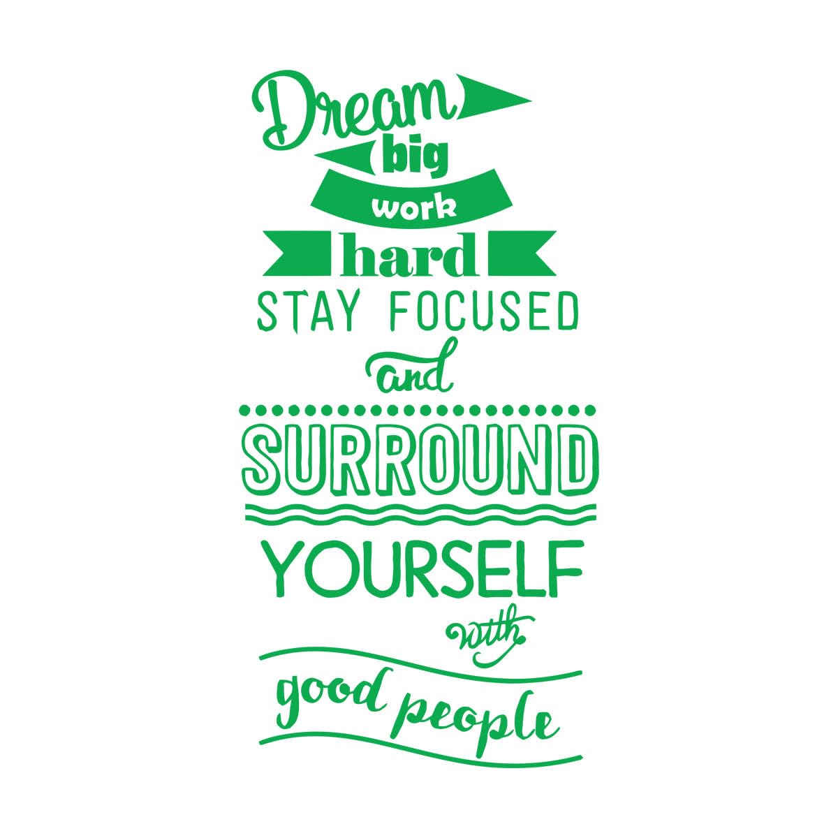 Inspirational Phrase Vinyl Wall Decal Decor Living Room Dream Big Work Hard Home Idea Wall Stickers for School Classroom Extra Large - 74x141cm